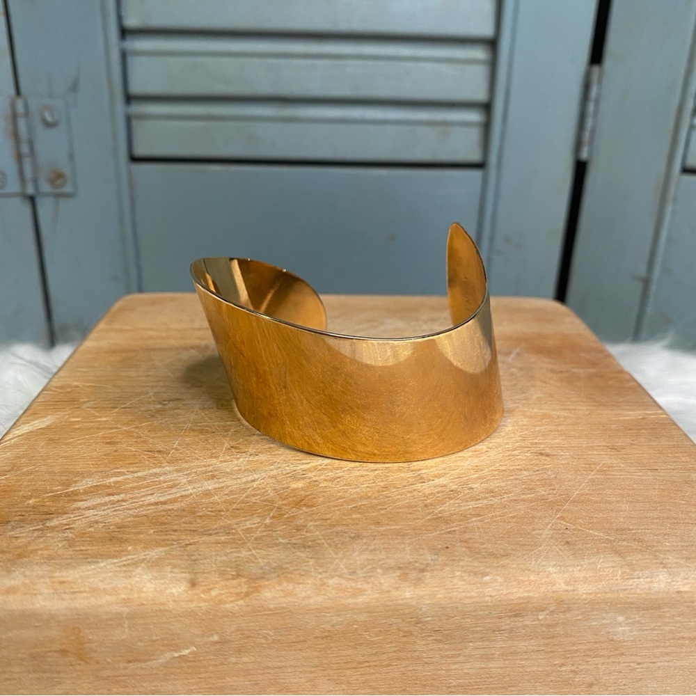 Vintage MCM Coventry Wave Gold Tone Cuff Bracelet Smooth Modern Chic